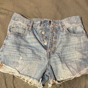 Aeropostale Light Blue Button-Front Denim Shorts